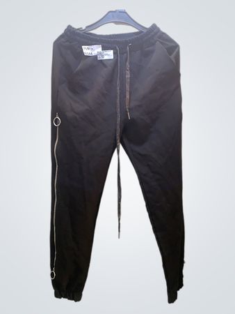 Faith Vintage Schwarze Jogginghosen mit Reißverschlussdetail