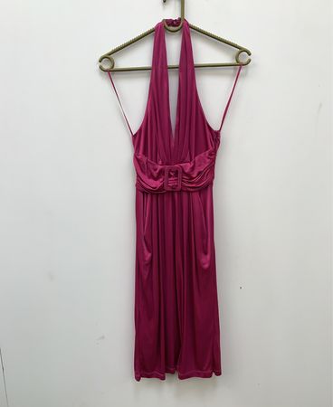 Halter Neck Raffung Kleid mit Schnallendetail
