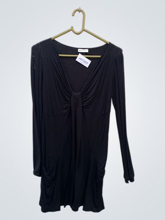 SHANA Schwarzes Langarmoberteil mit Knotendetail