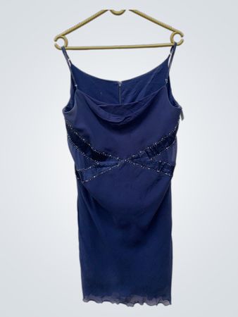 Marineblau verziertes Hemdblusenkleid
