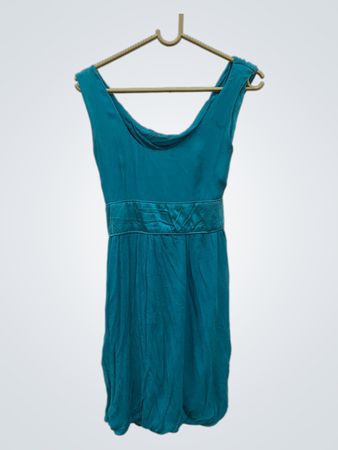 Teal Ruched Drape Kleid mit Taillenkordel