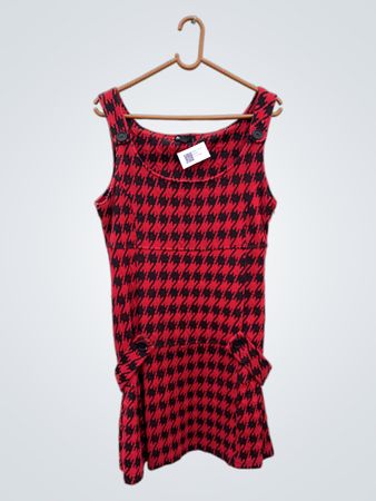 Rot- und Schwarz-Hahnentrittpinafore-Kleid