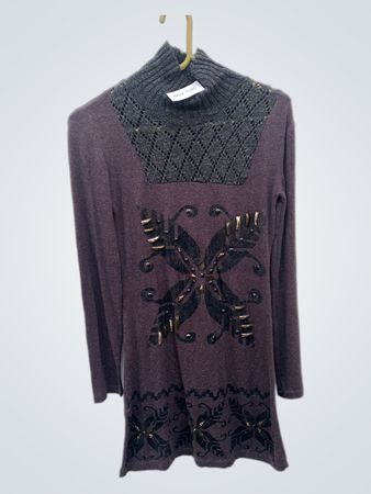 ECAF Damen Langarm-Turtleneck Kleid