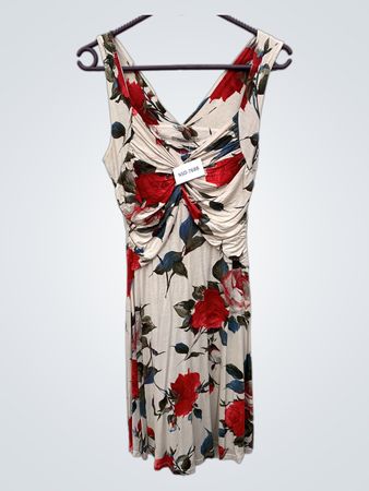 Realize floral print V-Ausschnitt gerafftes Kleid