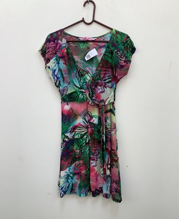smash! Damen Kleider mit floralem Schmetterlingsdruck und kurzen Ärmeln