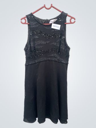 ELLA SINGH Schwarzes, mit Pailletten verziertes ärmelloses Kleid