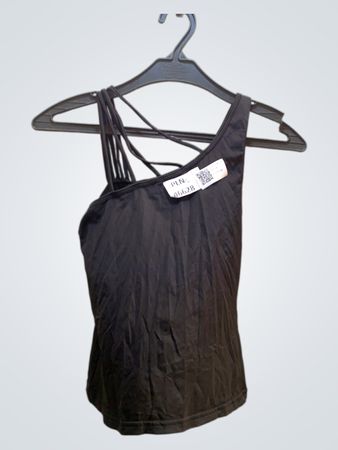 Schwarzes Ein-Schulter-Top mit Riemenrücken