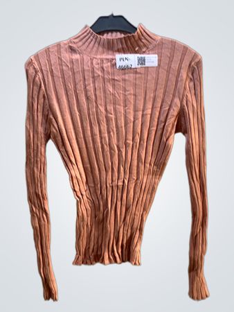 FaithVintage Mock Neck Ribbed Knit Sweater