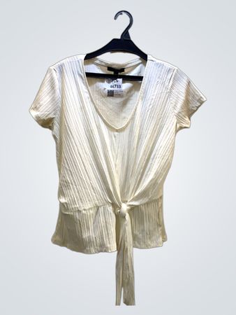 Mavis White Tie Front Ribbed Top