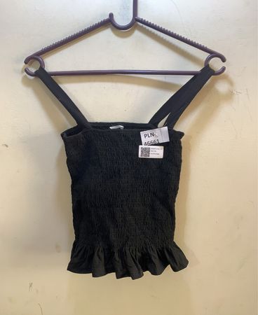 Schwarzes gerafftes Rüsche Tanktop