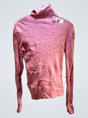 Rosa geripptes Rollkragenpullover