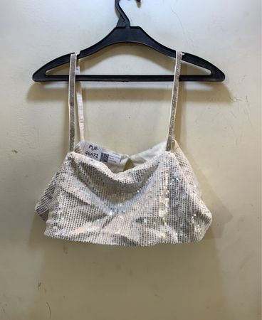 Pailletten-Crop-Top mit FaithVintage-Tag