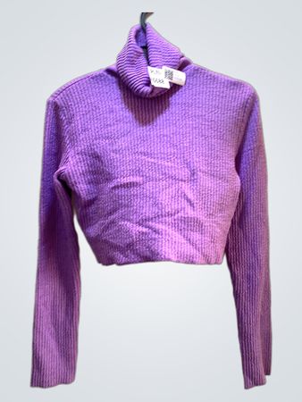 Lila verkürzter Rollkragenpullover