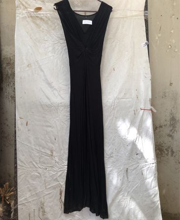 MAX MARA Schwarzes V-Ausschnitt Knotenkleid Maxi