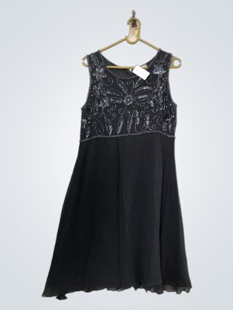 Mackay Black Beaded Sleeveless Dress