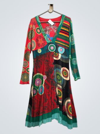 Mehrfarbiges Patchwork-Kleid