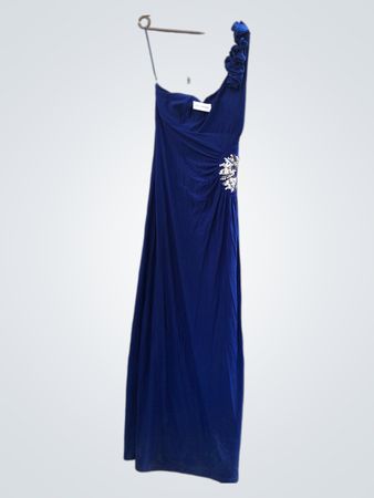 Royalblaues Ein-Schulter-Maxi-Kleid mit Verzierungen