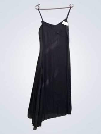 IHR GESICHT Schwarzes Spaghetti-Träger asymmetrisches Saumkleid