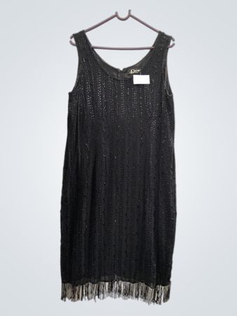 Début Schwarz Bead Fringe Kleid