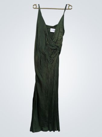 Grünes gerafftes Maxi-Kleid ND-10928