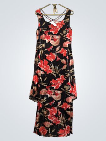 Schwarzes Blumendruckkleid
