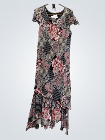 Patchwork Floral Ruffle Dress