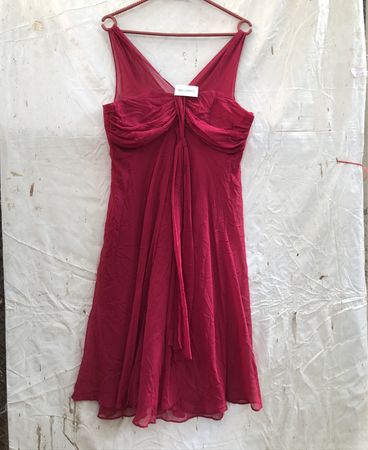 Definitions Rotes Raffung V-Ausschnitt Kleid