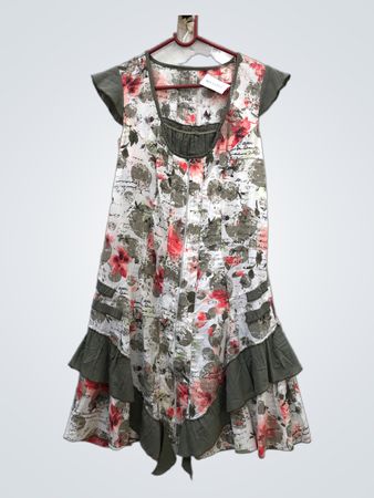 Damen Blumenmuster Rüschenkleid