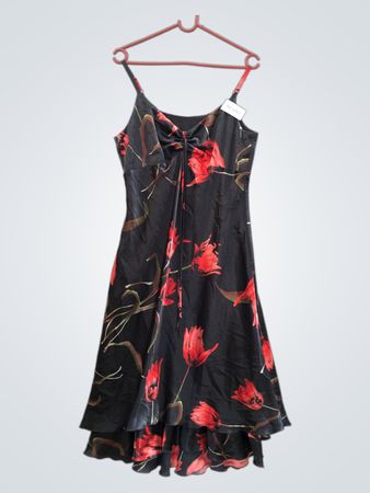 Semper Black Floral Print Slip Dress