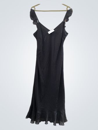 JEFFREY ROGERS Schwarzes Rüschenträger Midi-Kleid