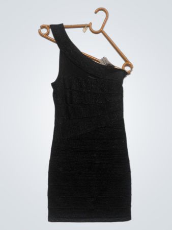 WOW COUTURE Schwarzes Ein-Schulter Glitzer-Bandage-Kleid