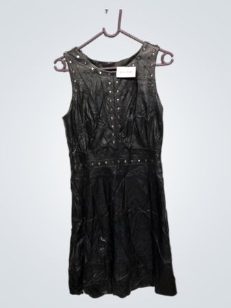 Karen Millen Schwarzes Nieten Kunstlederkleid NSD-7285