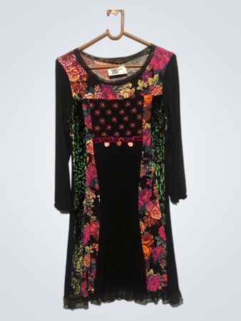 Olivier Phillips Schwarzes Blumendruckkleid