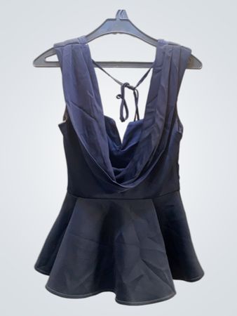 FaithVintage Schwarzes Ärmelloses Peplum-Top