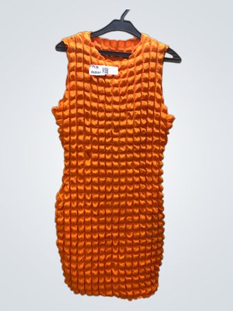 FaithVintage Orange Texturiertes ärmelloses Kleid