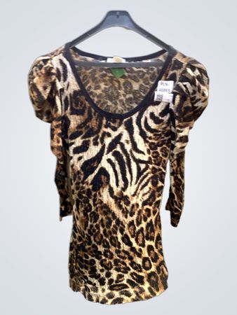 Minimi Leopard Print Puff Sleeve Top