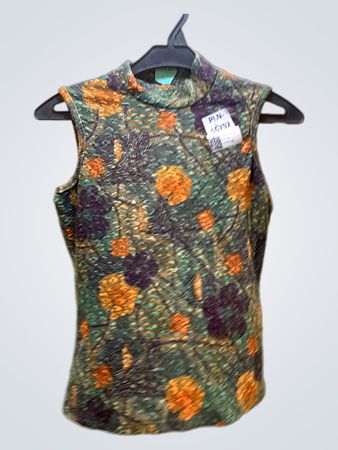FaithVintage Ärmelloses Top mit Stehkragen und floralem Muster