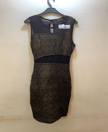BODYFLIRT Schwarzes und goldenes Glitzer-Netzkleid
