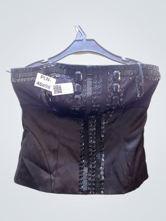 Black Beaded Strapless Corset Top