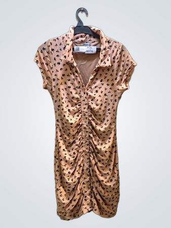 Valleygirl Peach Floral Ruched Button-Up Mini Dress