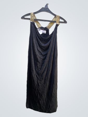 Liu Jo Schwarzes Maxikleid mit verzierten Trägern