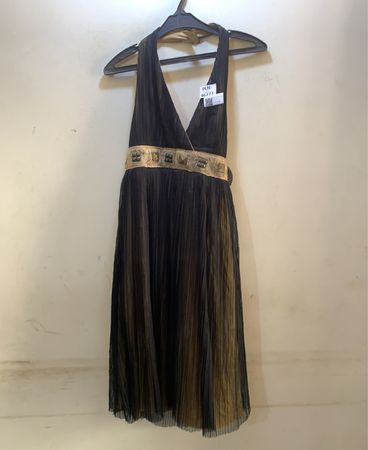 FaithVintage Schwarzes und Goldenes Halterkleid