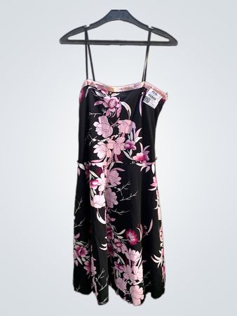 FaithVintage Schwarzes Blumenmuster Slipkleid