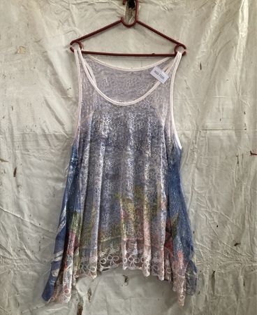 Frauen transparente Spitzen-Top mit bedrucktem Design