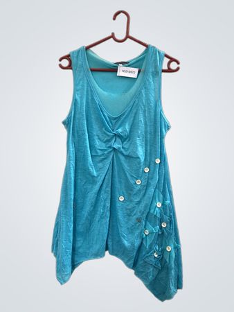 Cassis Collection Blau Ärmelloses Oberteil mit Knöpfen