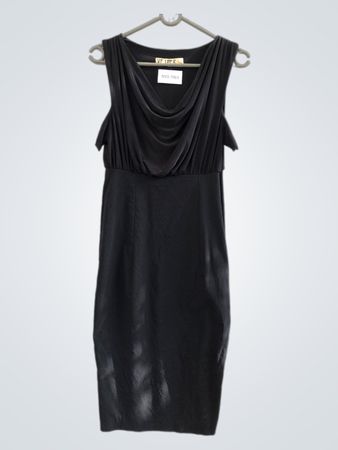 VESPER Schwarzes ärmelloses Kleid mit Drapierung