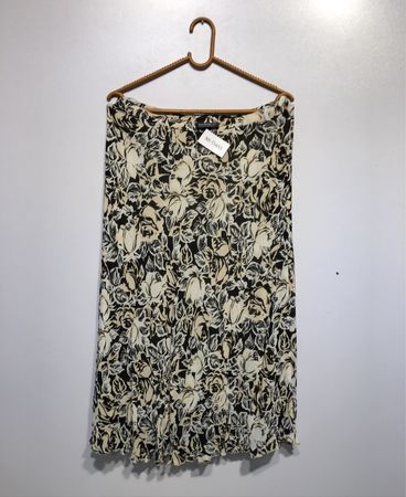 bardeble Damen Schwarz-Weiße Blumenmuster Midi-Rock