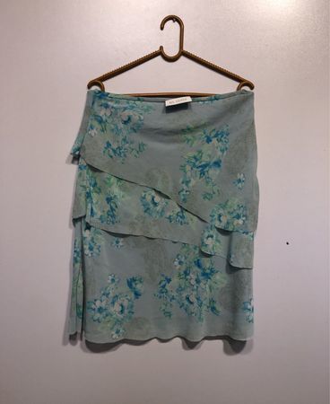 Light Blue Floral Rüschentasche