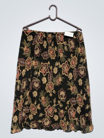 Schwarzer Blumenmuster-Midi-Rock