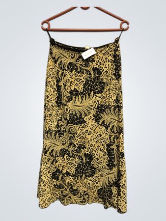 Langer Rock mit schwarz-gelbem Muster